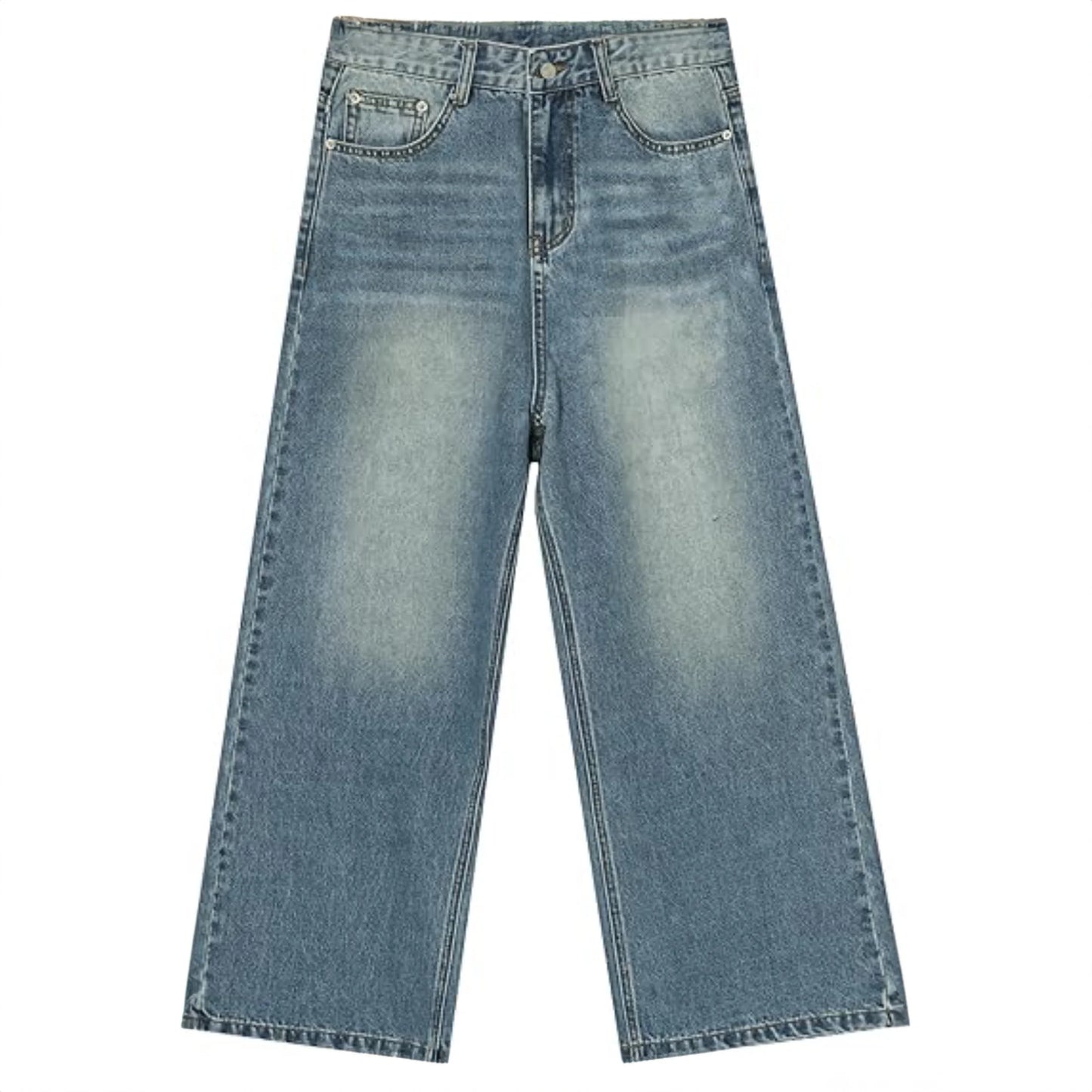 Men'S Wide Leg Jeans Y2K Vintage Baggy Loose Fit Jeans Hip Hop Denim Pants 90S Streetwear