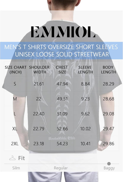 Mens Y2K Baggy Shirts Graphic Tees Oversized Crew Neck Short Sleeve Streetwear Tshirts Summer Tops 2026