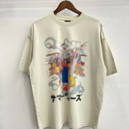 Mens T Shirts Saint Michael Washed and Worn Short Sleeve Fashion Retro Print Vintage Couple T-Shirt