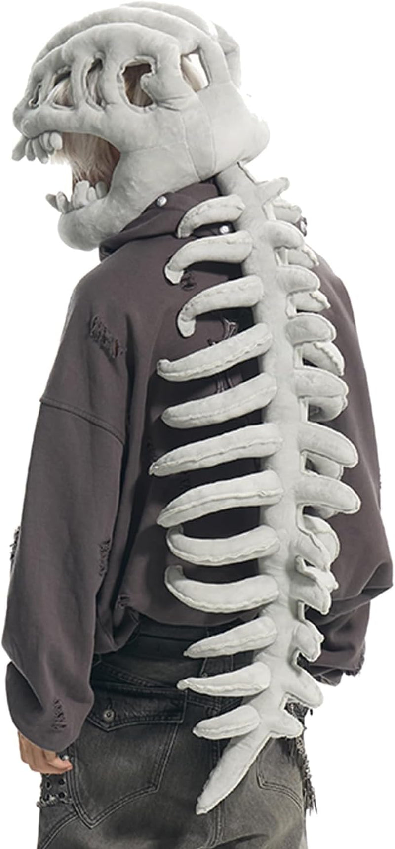 Wearable Dinosaur Skeleton Spinosaurus Plush Dino Outfit,3D Dinosaur Skeleton Capes Plush Skulls,Halloween Costumes,33 Inches