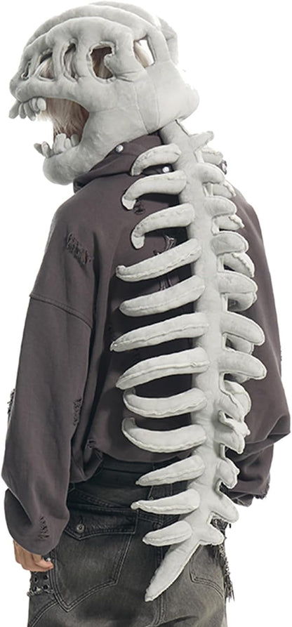 Wearable Dinosaur Skeleton Spinosaurus Plush Dino Outfit,3D Dinosaur Skeleton Capes Plush Skulls,Halloween Costumes,33 Inches