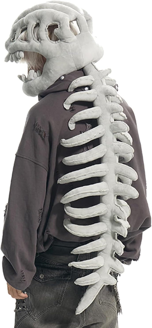 Wearable Dinosaur Skeleton Spinosaurus Plush Dino Outfit,3D Dinosaur Skeleton Capes Plush Skulls,Halloween Costumes,33 Inches
