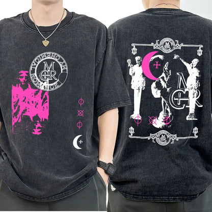 My Chemical Romance Punk Band Vintage Washed T-Shirt the Black Parade Is Dead T-Shirts Men Women Gothic Cotton Oversized T Shirt