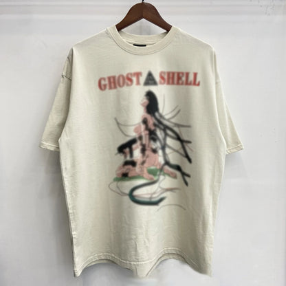 Mens T Shirts Saint Michael Washed and Worn Short Sleeve Fashion Retro Print Vintage Couple T-Shirt