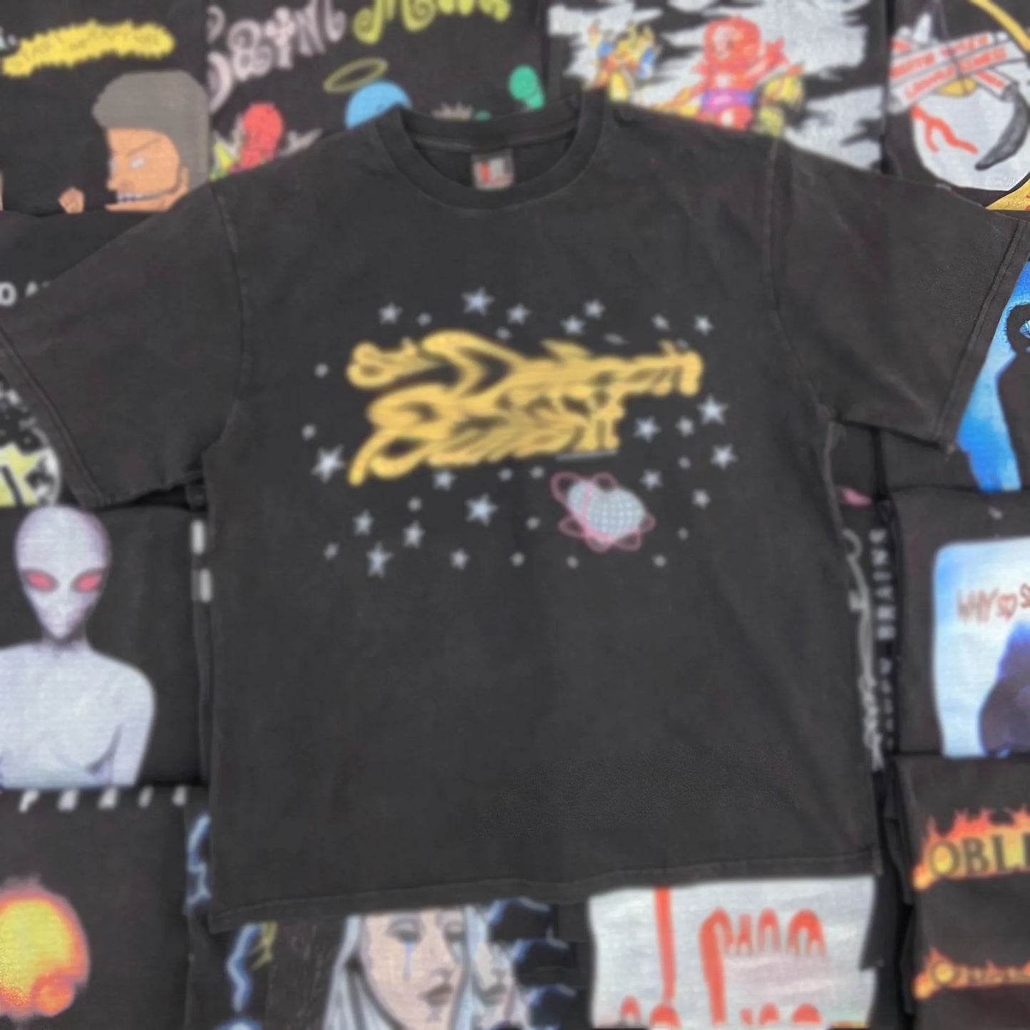 Mens T Shirts Saint Michael Washed and Worn Short Sleeve Fashion Retro Print Vintage Couple T-Shirt