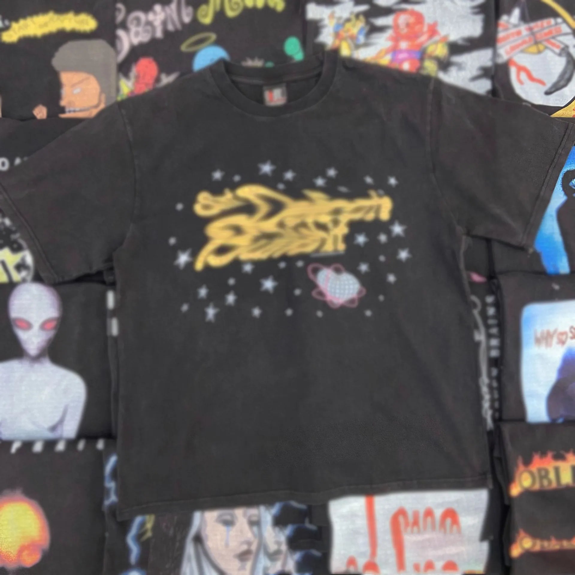 Mens T Shirts Saint Michael Washed and Worn Short Sleeve Fashion Retro Print Vintage Couple T-Shirt