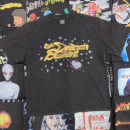 Mens T Shirts Saint Michael Washed and Worn Short Sleeve Fashion Retro Print Vintage Couple T-Shirt