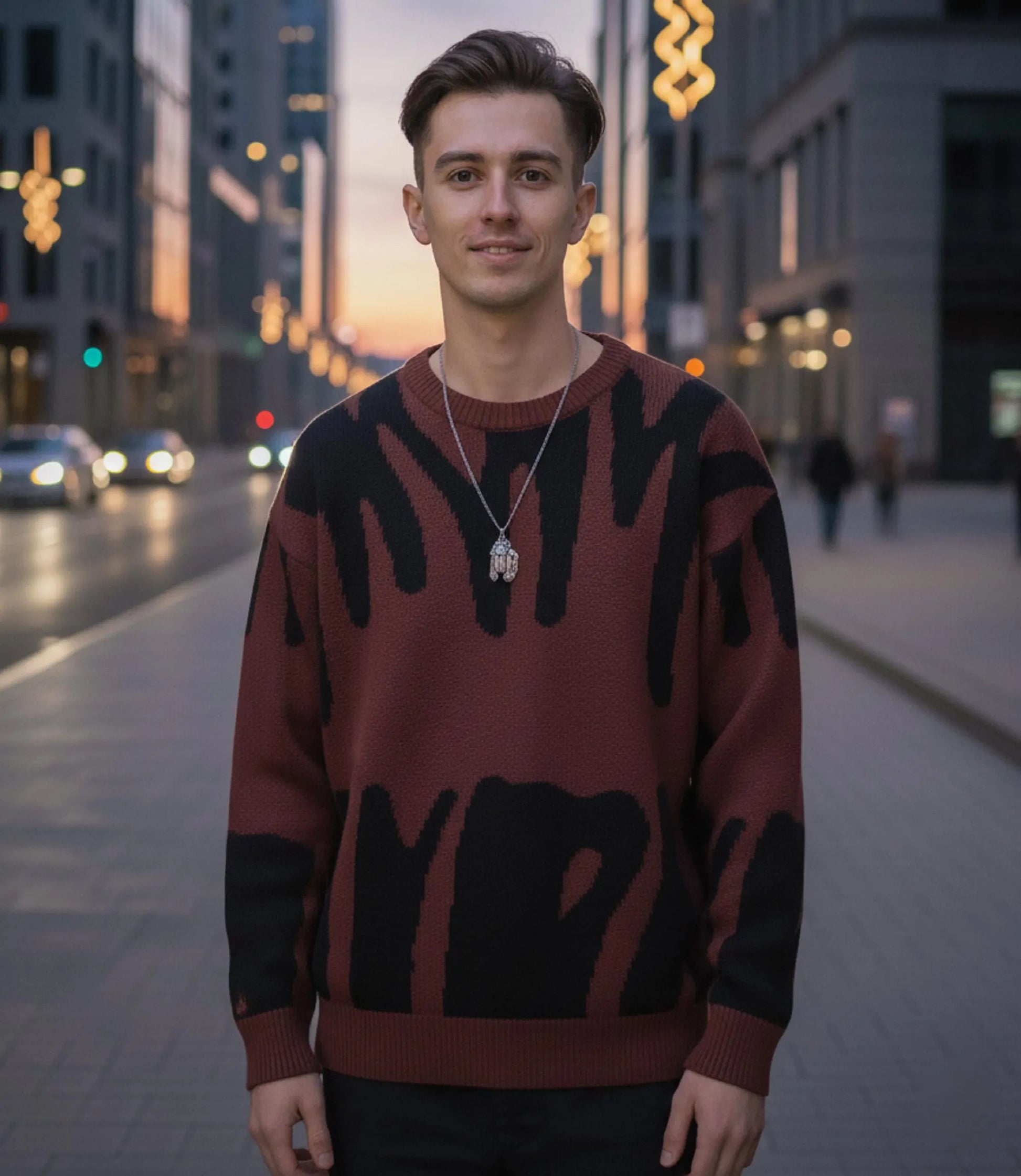 Y2K Graphic Knit Sweater: Oversized Streetwear Pullover