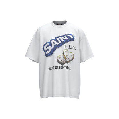 Mens T Shirts Saint Michael Washed and Worn Short Sleeve Fashion Retro Print Vintage Couple T-Shirt