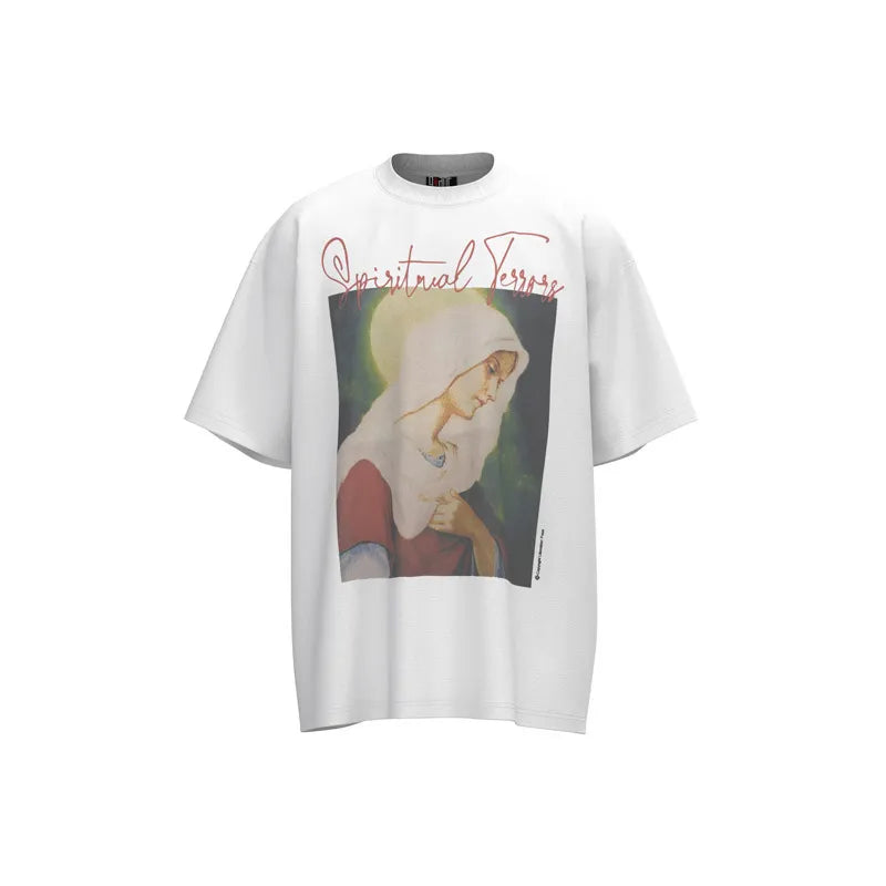 Mens T Shirts Saint Michael Washed and Worn Short Sleeve Fashion Retro Print Vintage Couple T-Shirt