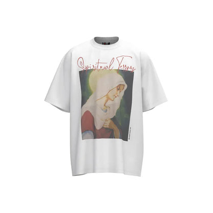 Mens T Shirts Saint Michael Washed and Worn Short Sleeve Fashion Retro Print Vintage Couple T-Shirt