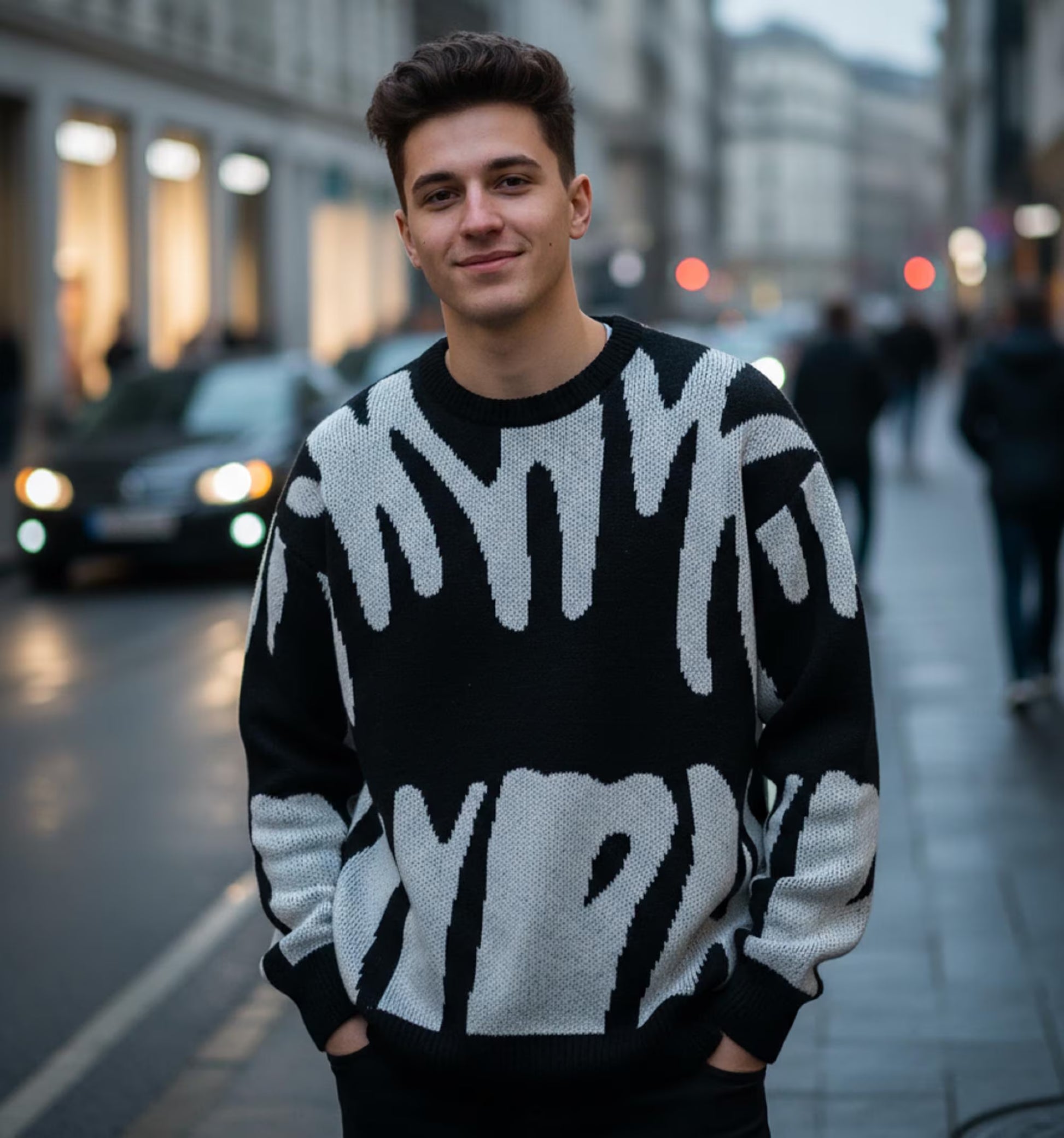 Y2K Graphic Knit Sweater: Oversized Streetwear Pullover