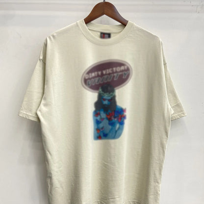 Mens T Shirts Saint Michael Washed and Worn Short Sleeve Fashion Retro Print Vintage Couple T-Shirt