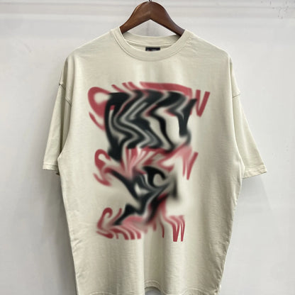 Mens T Shirts Saint Michael Washed and Worn Short Sleeve Fashion Retro Print Vintage Couple T-Shirt