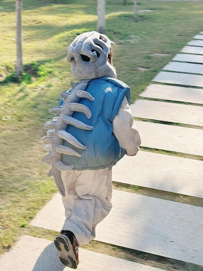 Wearable Dinosaur Skeleton Spinosaurus Plush Dino Outfit,3D Dinosaur Skeleton Capes Plush Skulls,Halloween Costumes,33 Inches
