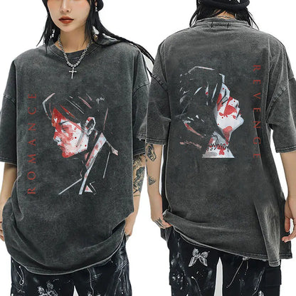 My Chemical Romance Punk Band Vintage Washed T-Shirt the Black Parade Is Dead T-Shirts Men Women Gothic Cotton Oversized T Shirt