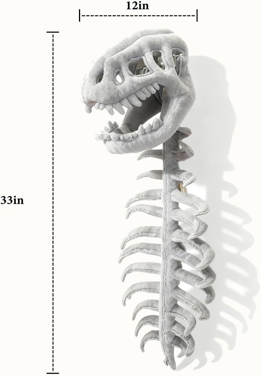 Wearable Dinosaur Skeleton Spinosaurus Plush Dino Outfit,3D Dinosaur Skeleton Capes Plush Skulls,Halloween Costumes,33 Inches