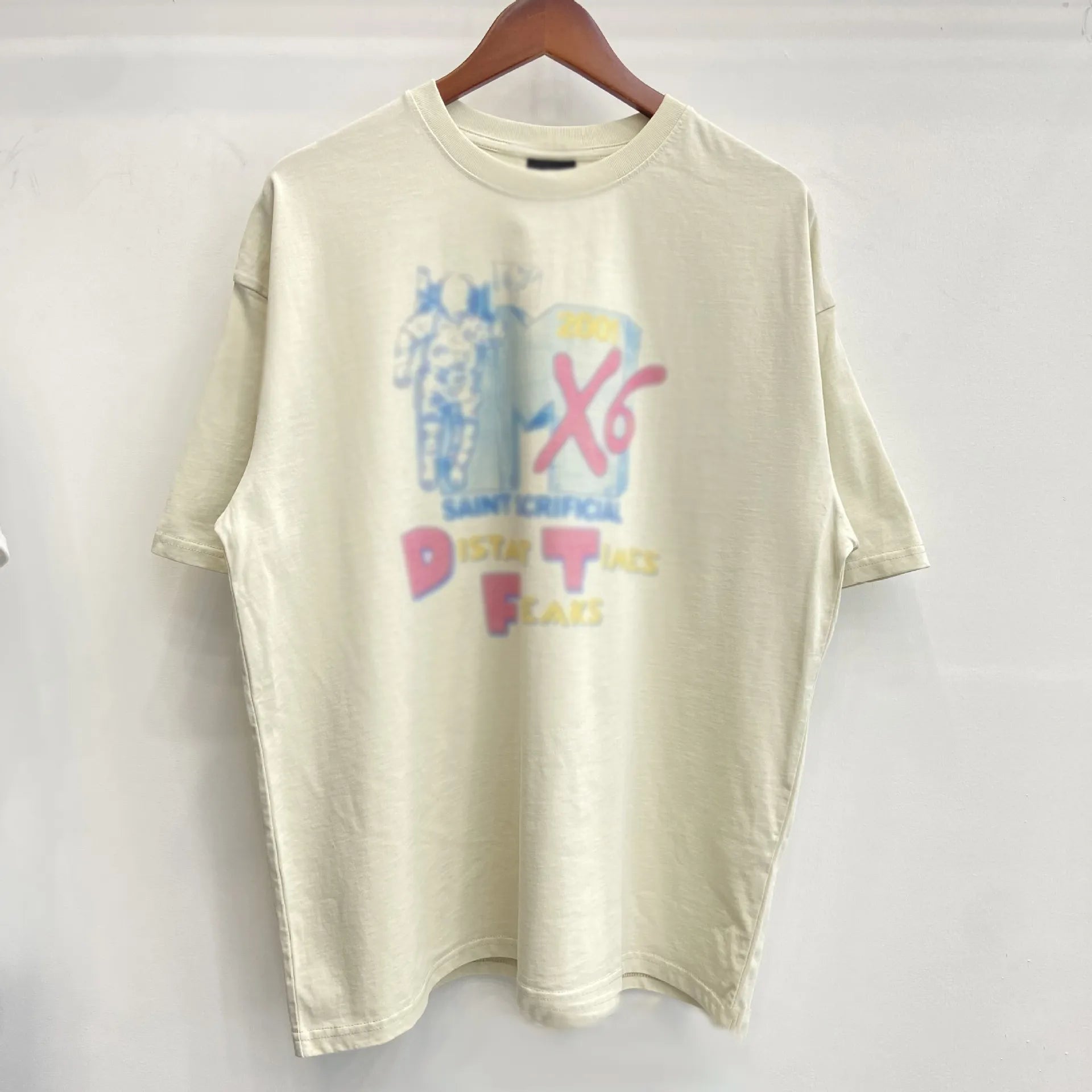 Mens T Shirts Saint Michael Washed and Worn Short Sleeve Fashion Retro Print Vintage Couple T-Shirt