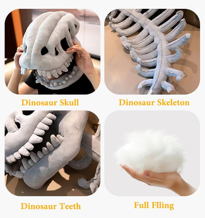 Wearable Dinosaur Skeleton Spinosaurus Plush Dino Outfit,3D Dinosaur Skeleton Capes Plush Skulls,Halloween Costumes,33 Inches