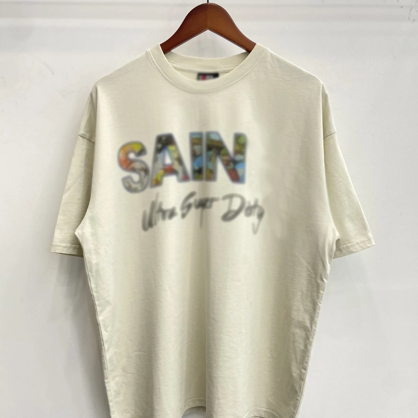 Mens T Shirts Saint Michael Washed and Worn Short Sleeve Fashion Retro Print Vintage Couple T-Shirt