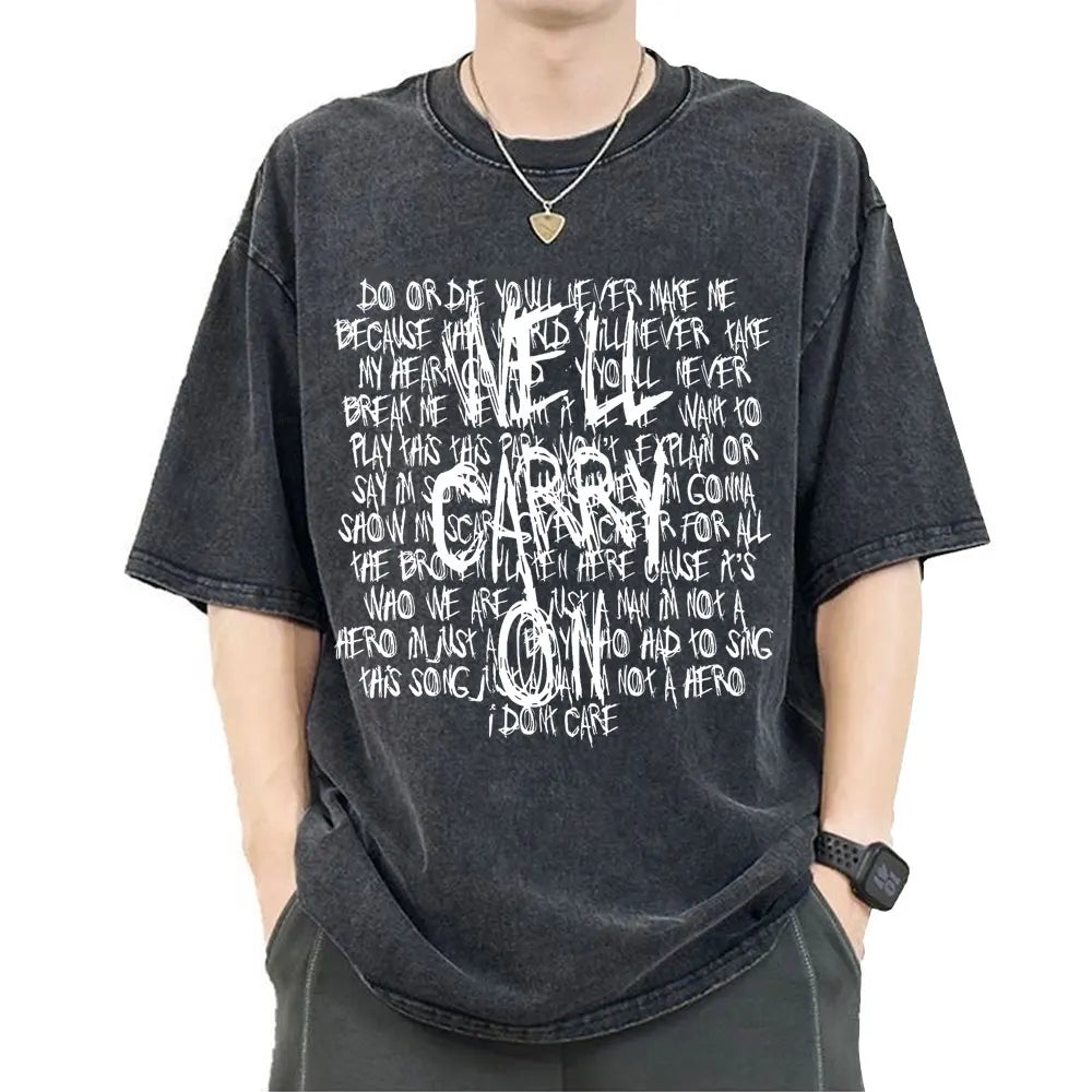 My Chemical Romance Punk Band Vintage Washed T-Shirt the Black Parade Is Dead T-Shirts Men Women Gothic Cotton Oversized T Shirt