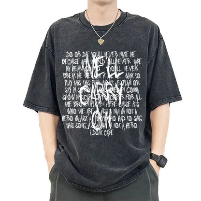 My Chemical Romance Punk Band Vintage Washed T-Shirt the Black Parade Is Dead T-Shirts Men Women Gothic Cotton Oversized T Shirt