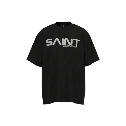 Mens T Shirts Saint Michael Washed and Worn Short Sleeve Fashion Retro Print Vintage Couple T-Shirt