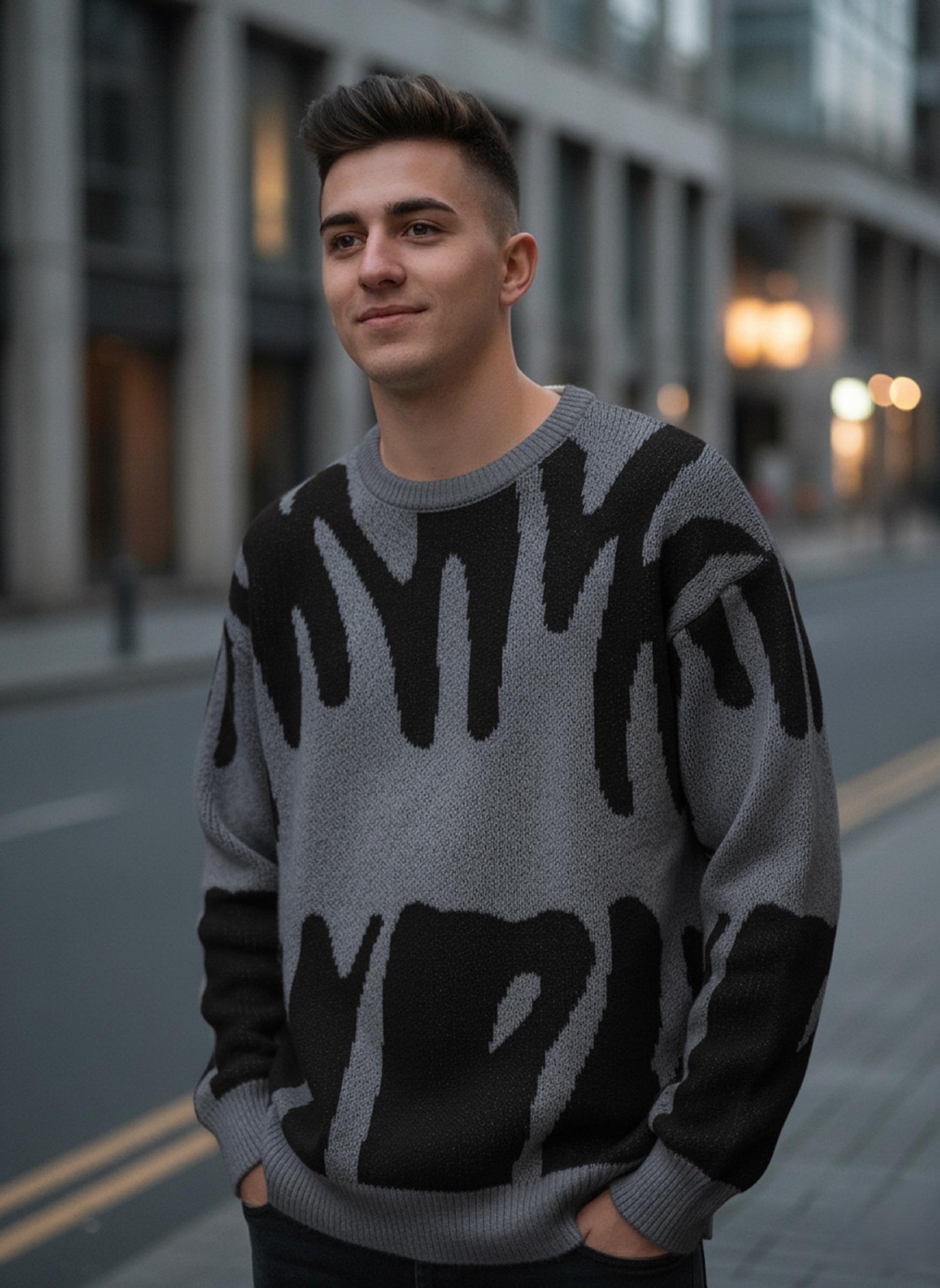 Y2K Graphic Knit Sweater: Oversized Streetwear Pullover