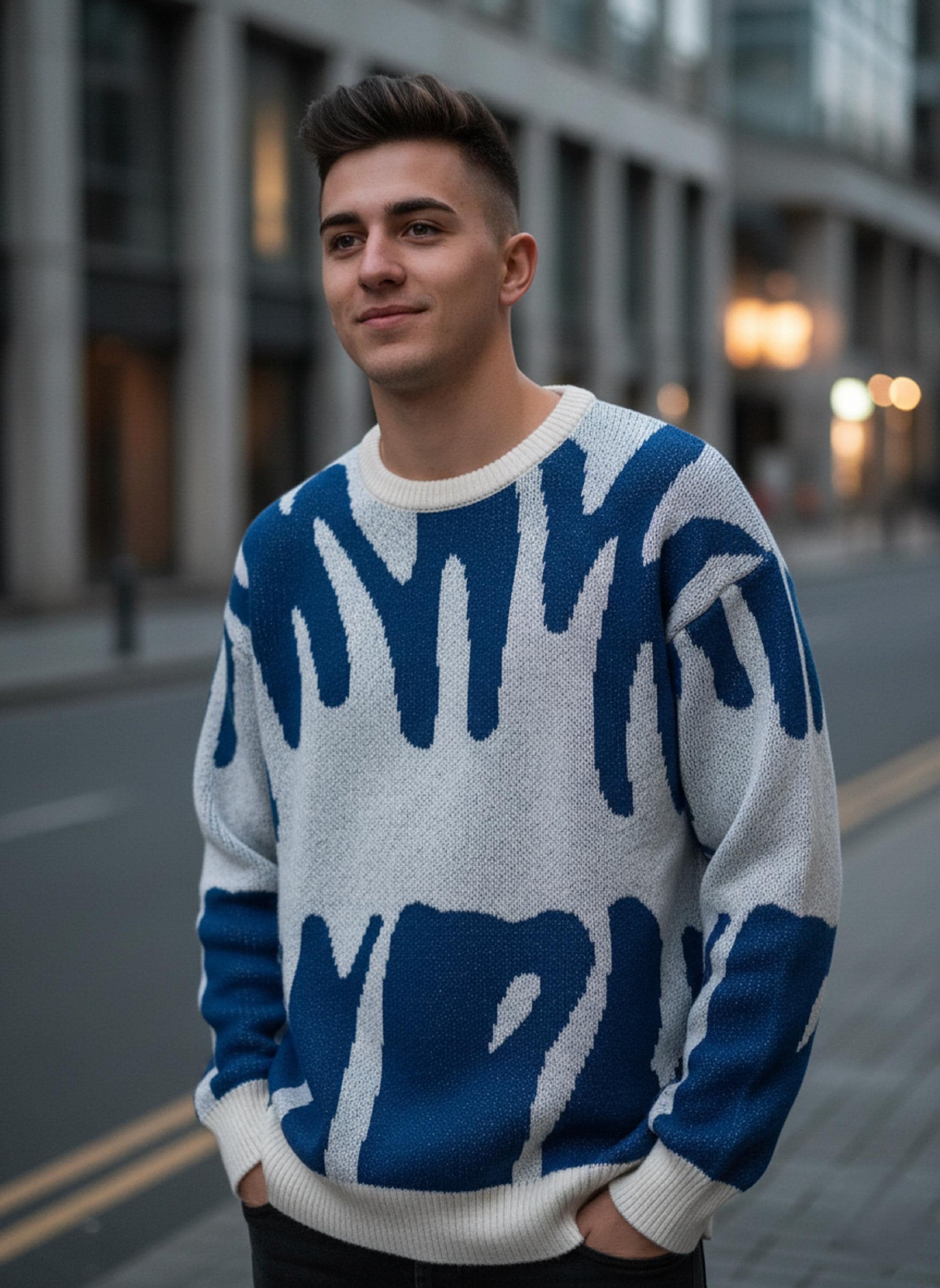 Y2K Graphic Knit Sweater: Oversized Streetwear Pullover